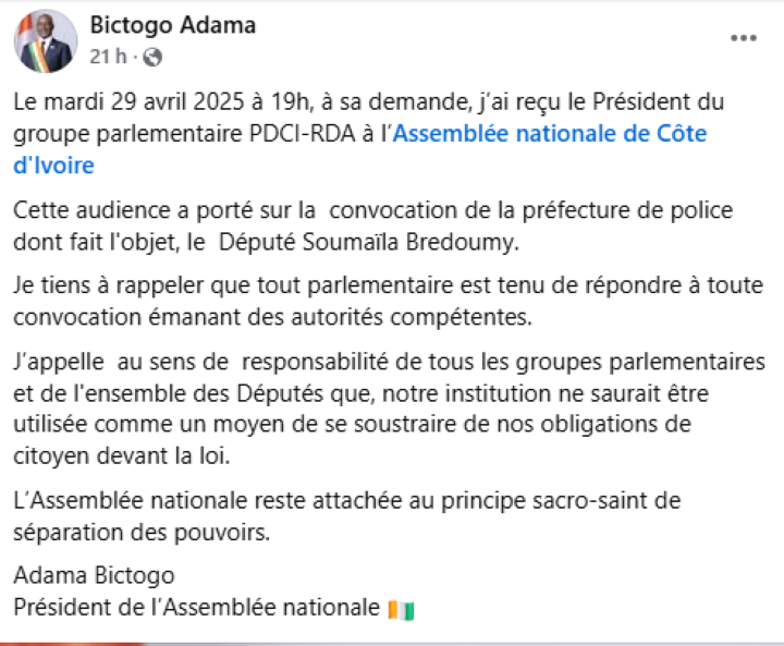 [Côte d’Ivoire] L’immunité parlementaire bafouée, le député Brédoumy convoqué en violation de la Constitution