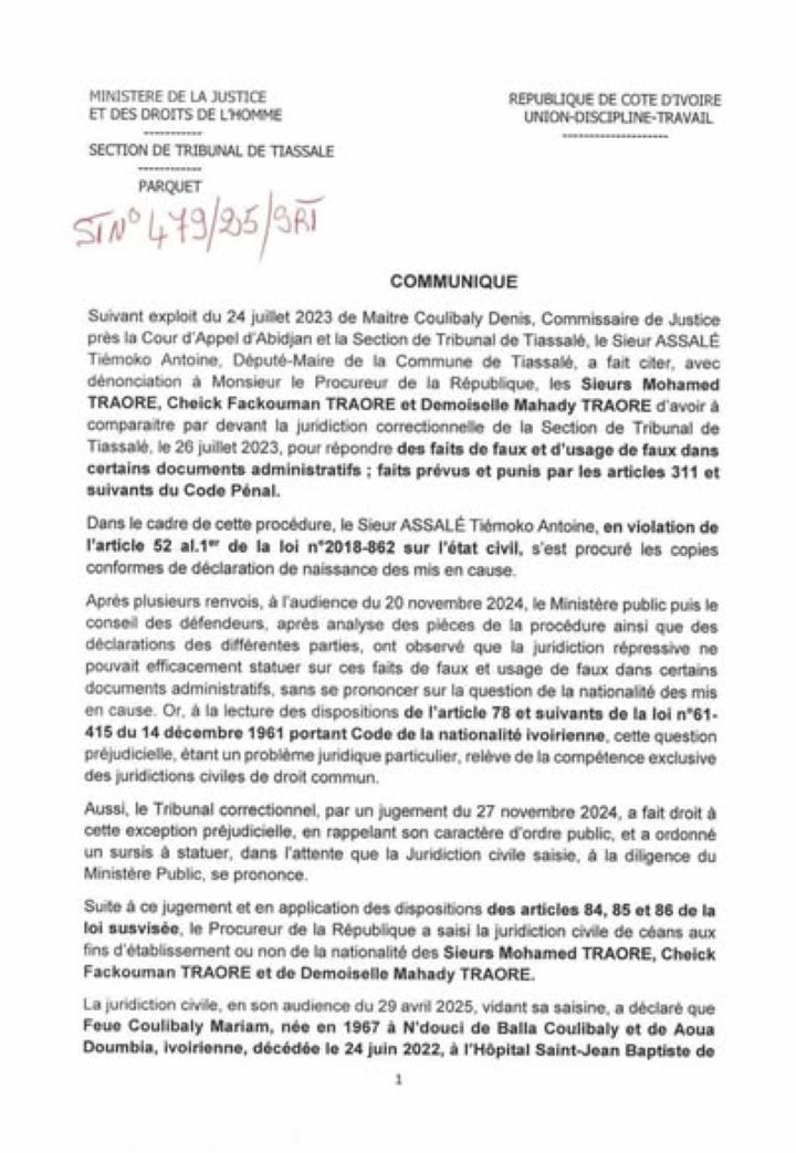 [Justice à Tiassalé] Assalé Tiémoko dénonce des manœuvres en coulisses, mais reste serein