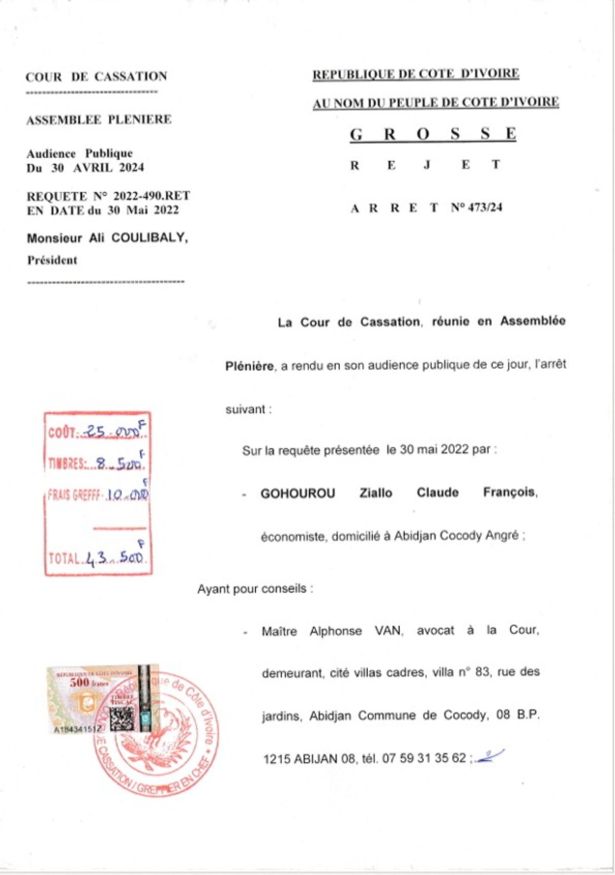 [Cour de cassation] Arrêt définitif Probo Koala